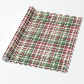 Kerst XMAS Plaid Tartan rood groen inpakpapier (Uitgerold)