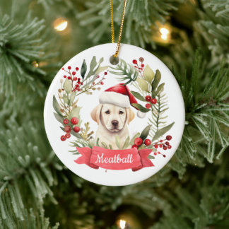 Kerst YellowLab gepersonaliseerd keramisch Ornamen Keramisch Ornament
