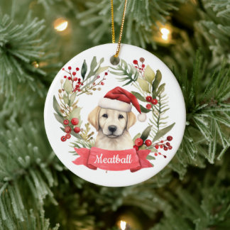 Kerst YellowLab gepersonaliseerd keramisch Ornamen Keramisch Ornament