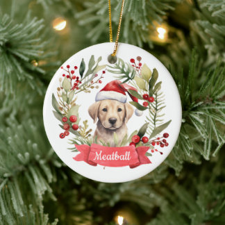 Kerst YellowLab gepersonaliseerd keramisch Ornamen Keramisch Ornament