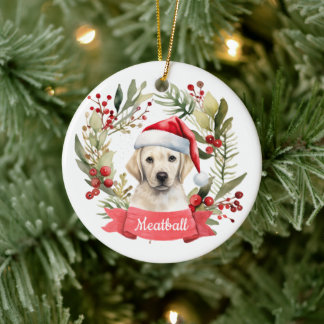 Kerst YellowLab gepersonaliseerd keramisch Ornamen Keramisch Ornament