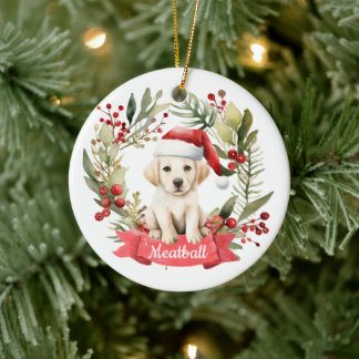 Kerst YellowLab gepersonaliseerd keramisch Ornamen Ornament