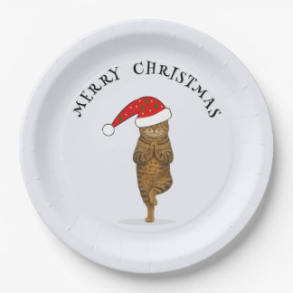 Kerst yoga kat je tekst papieren bordje