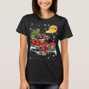 Kerst Yorkie Dog Met Rode Vrachtwagen Grappig T-shirt