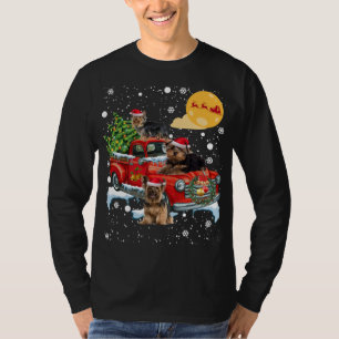Kerst Yorkie Dog Met Rode Vrachtwagen Grappig T-shirt