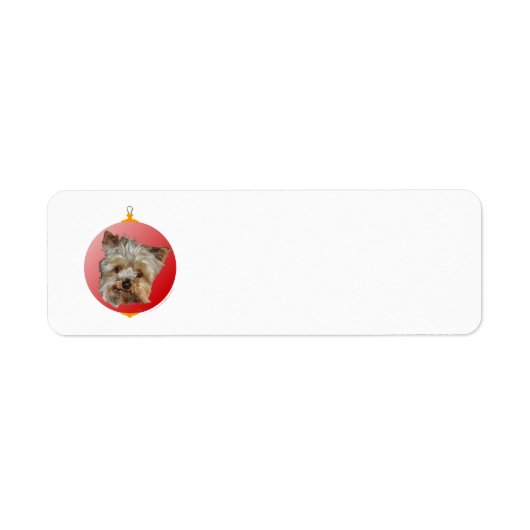 Kerst Yorkshire Terrier Etiket (Voorkant)