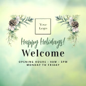 Kerst zakelijk logo welkom openingstijden raamsticker (Vel 3)