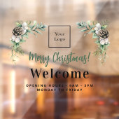 Kerst zakelijk logo welkom openingsuren raamsticker (Vel 2)