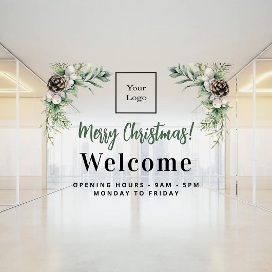 Kerst zakelijk logo welkom openingsuren raamsticker