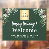 Kerst zakelijk logo welkom openingsuren raamsticker (Vel 2)