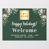 Kerst zakelijk logo welkom openingsuren raamsticker (Vel)
