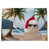 Kerst Zand Man Op een Strand Groot Cadeauzakje (Voorkant)