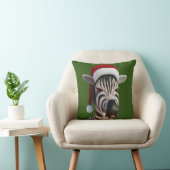 Kerst Zebra Grappig Dier Dragen Santa Hat Kussen (Stoel)