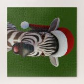 Kerst Zebra Grappig Dier Dragen Santa Hat Legpuzzel (Horizontaal)
