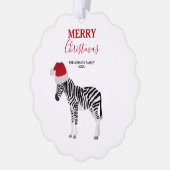 Kerst Zebra Grappig Dier met Santa Hat Gift Ornament Kaart (Links)
