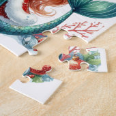 Kerst Zeemeermin Puzzel – Bewerkbare tekst (Zijkant)