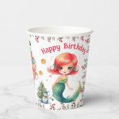 Kerst Zeemeermin Verjaardag Papier Cups Papieren Bekers (Achterkant)