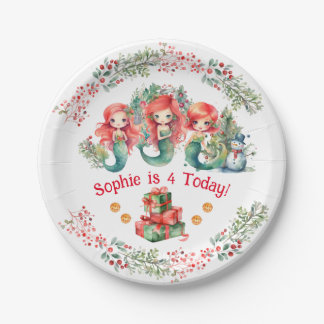 Kerst Zeemeermin Verjaardagspapier Bord