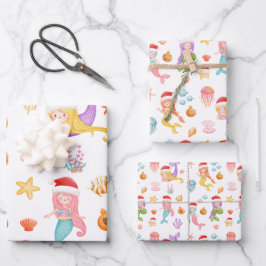 Kerst Zeemeerminpatroon Inpakpapier Vel