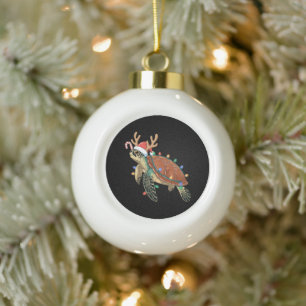 Kerst Zeeschildpad Rendier Geweien Suikerstok Keramische Bal Ornament