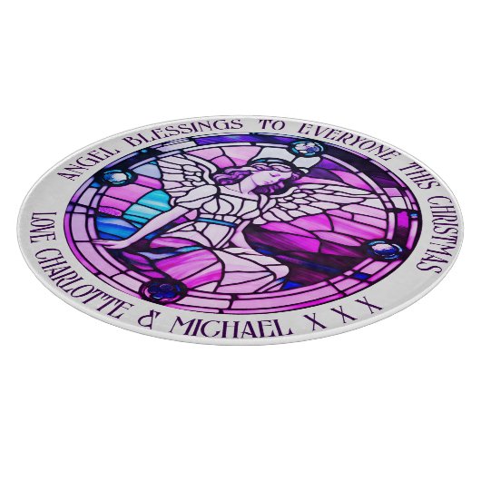 Kerst Zegen Engel Paarse Glas in lood Snijplank (Hoek)