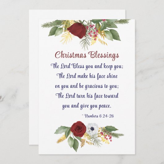 Kerst Zegen Heer zegene U Bijbel Vers Flat Feestdagenkaart (Voorkant / Achterkant)