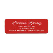 Kerst zegeningen retour adres labels rood (Voorkant)
