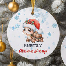 Kerst zegeningen schattig schildpad Ornament
