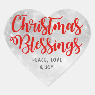 Kerst Zegeningen Vrede, Liefde Vreugde Hart Sticke Sticker