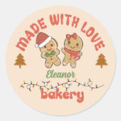 Kerst Zelfgemaakte Gingerbread Bakkerij Ronde Sticker (Voorkant)
