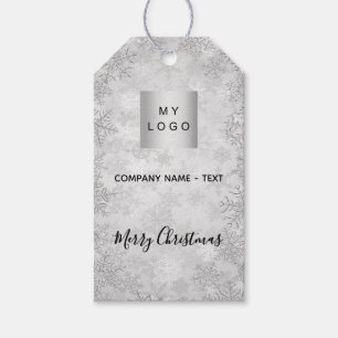 Kerst zilver sneeuw winter bedrijfslogo cadeaulabel