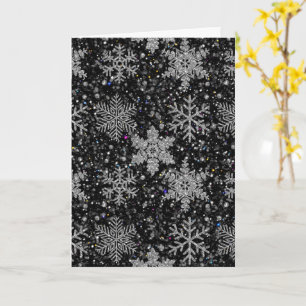 Kerst zilveren glinsterende sneeuwvlokken kaart
