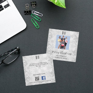 Kerst zilveren sneeuw foto bedrijf QR Facebook Notitiekaartje