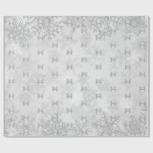 Kerst zilveren sneeuwvlokken bedrijfslogo cadeaupapier (Vlak)