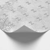 Kerst zilveren sneeuwvlokken bedrijfslogo cadeaupapier (Hoek)