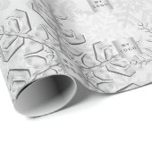 Kerst zilveren sneeuwvlokken bedrijfslogo cadeaupapier (Rol Hoek)