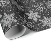 Kerst zilveren sprankelende sneeuwvlokken cadeaupapier (Rol Hoek)