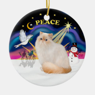Kerst Zonsondergang - Himalaya Kat (Vlamkleurig) Keramisch Ornament