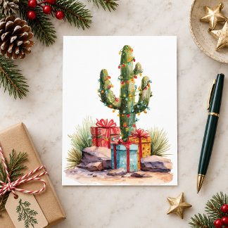 Kerst Zuidwest Woestijn Cactus Briefkaart