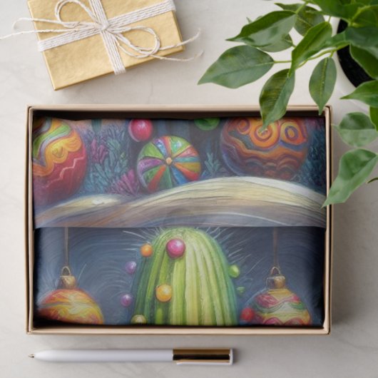 Kerst Zuidwesten Saguaro Cactus Decoupage Tissuepapier (Geschenk)
