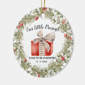 Kerst Zwangerschap Aankondiging keramisch versieri Ornament (Links)