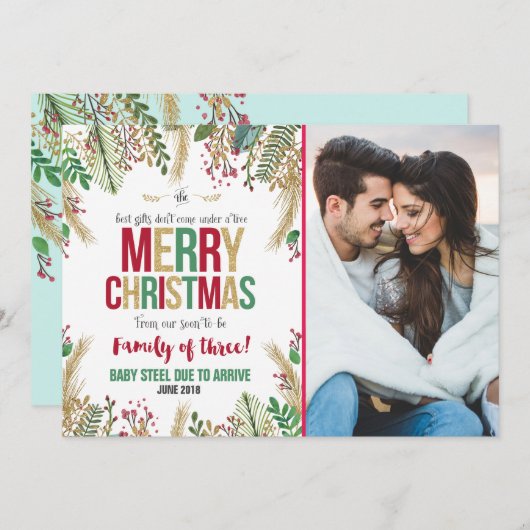 Kerst Zwangerschap Aankondiging Kerst Kaart (Voorkant / Achterkant)