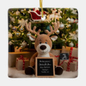 Kerst Zwangerschap Aankondiging schattig rendier Keramisch Ornament (Voorkant)