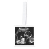Kerst Zwangerschap Aankondiging Ultrasound Foto Kubus Ornament (Voorkant)