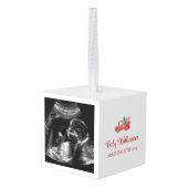 Kerst Zwangerschap Aankondiging Ultrasound Foto Kubus Ornament (Achter hoekig)