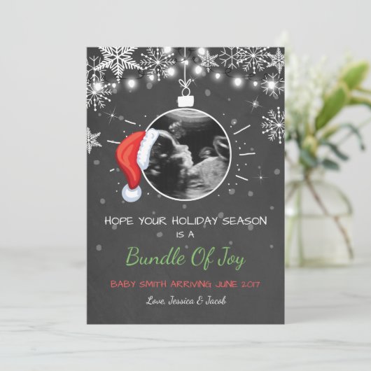 Kerst zwangerschap echo aankondiging Joy (Staand voorkant)