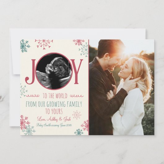 Kerst zwangerschap echo aankondiging Joy (Voorkant)