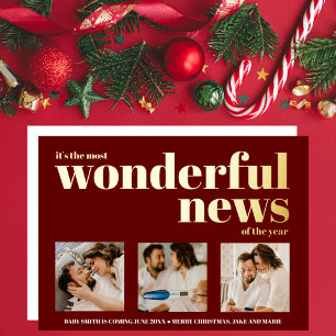 Kerst zwangerschapsaankondiging Foto Collage Noel Folie Uitnodiging