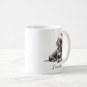 Kerst Zwart Dachshund Dog Pet Koffie Mok (Voorkant rechts)