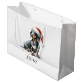 Kerst Zwart Dachshund Pet Gift Bag Groot Cadeauzakje (Voorkant Gekanteld)